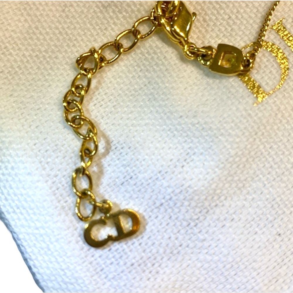 Authentic Christian Dior Gold Tone Red Enamel Tag Charm Bracelet – - Picture 7 of 10